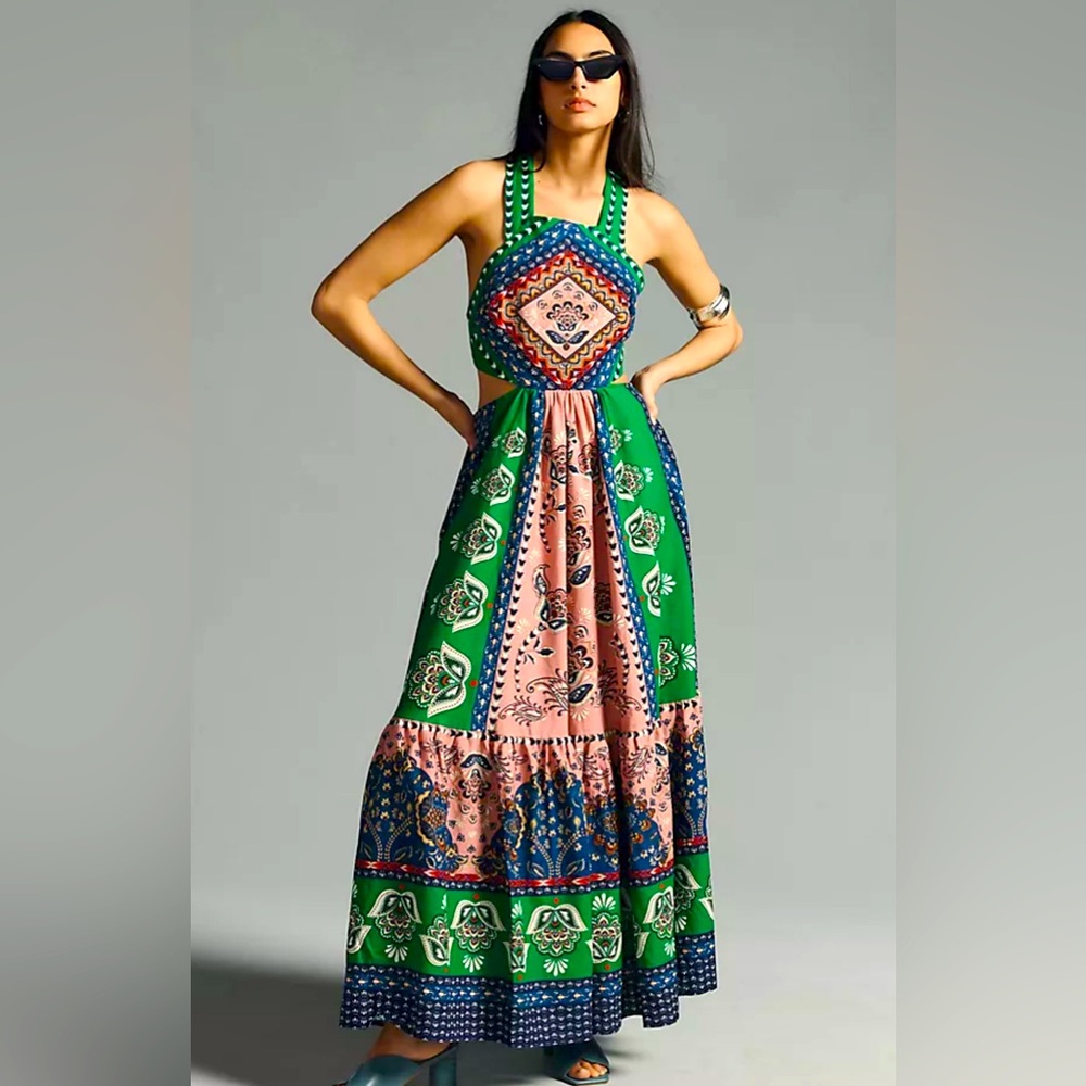 Farm Rio Cutout Halter Dress